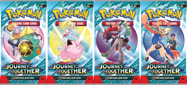 Pokemon Karmesin & Purpur KP 09 - Reisegefährten - Artwork mit allen 4 Sealed Booster- Deutsch