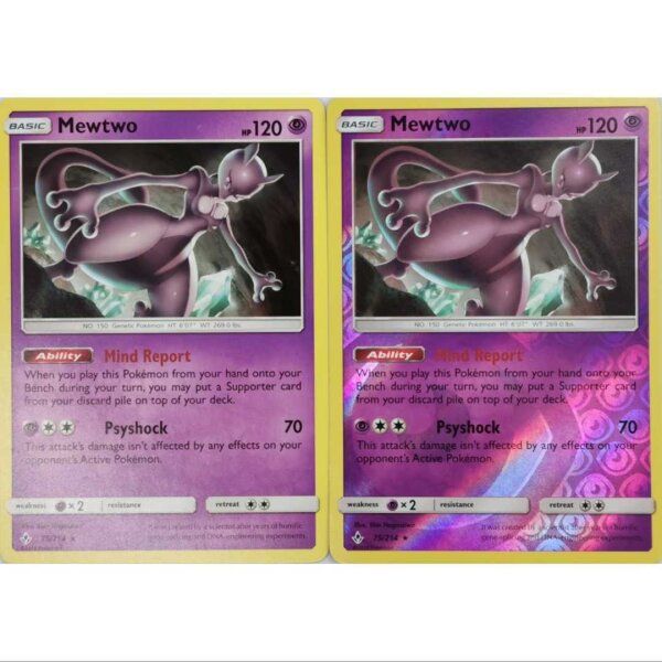 Mewtwo 75/214 - 2 er Set - Rare und Rare Reverse Holo -  Englisch NM