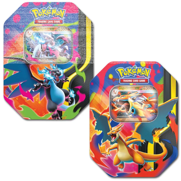 Mega Entwicklung ME02.5 - Erhabene Helden - Tin Box 2er Set Tin 126 Glurak X  & Tin 127 Glurak Y Deutsch