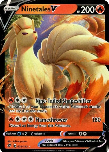 Ninetales V 26/192 Ultra Rare Pokemon SWSH Rebel Clash EN/NM