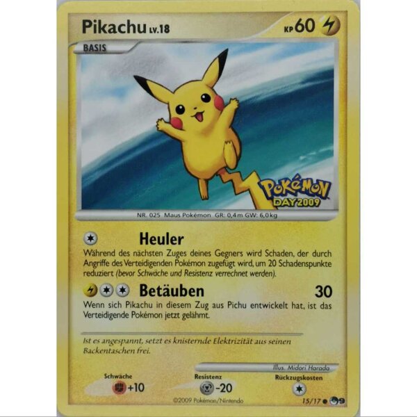 Pikachu 15/17 Stamped - Promo Day 2009 Germany - Series 9 Promo Deutsch Near Mint