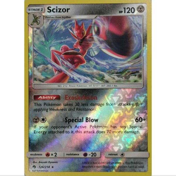 Pokemon Scizor 126/214 Reverse Holo  Sun & Moon Lost Thunder Rare - EN NM
