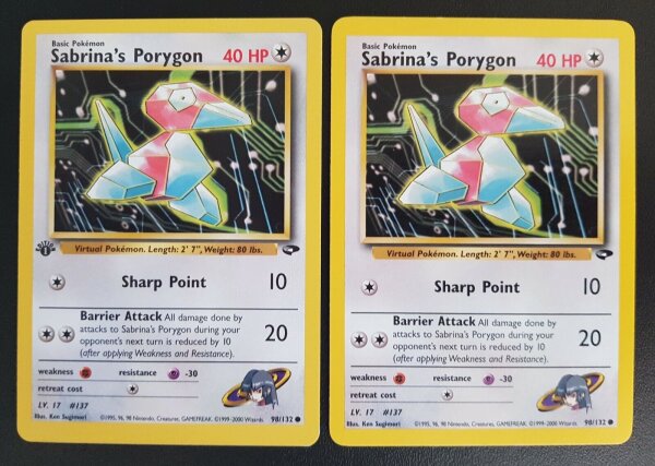 2er Set Sabrinas Porygon 98/132 Edition 1/ Common - Englisch NM