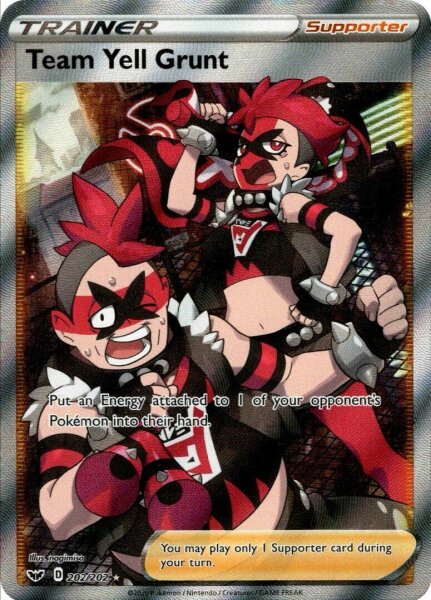 Team Yell Grunt 202/202 Full Art Ultra Rare Pokemon SWSH Base Set EN/NM