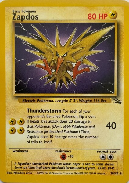 Zapdos 30/62 - Pokemon - (1999 Fossil) Englisch LP/NM