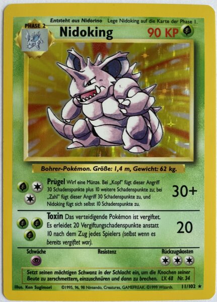 Nidoking 11/102 Holo Base Set Pokemon Deutsch Mint #2572
