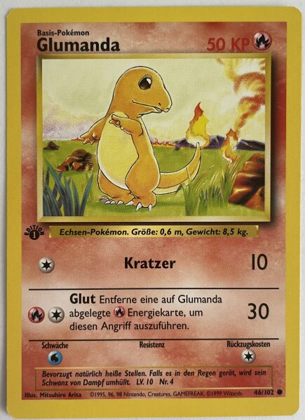 Glumanda 1st. Edition Base Set 46/102 Deutsch NM #2816