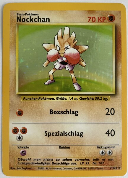 Nockchan 7/102 Holo Rare Base Set Pokemon Deutsch Mint #2741
