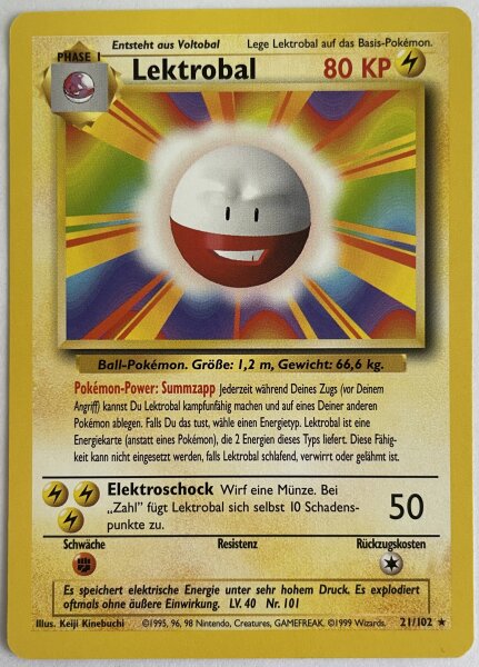 Lektrobal 21/102 Rare Base Set Pokemon Deutsch Mint #2747