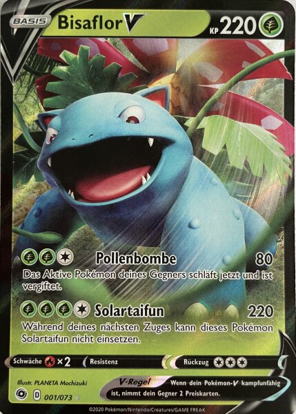 Bisaflor V - 001/073 Ultra Rare Pokemon Weg des Champs Deutsch NM/Mint Boosterfrisch