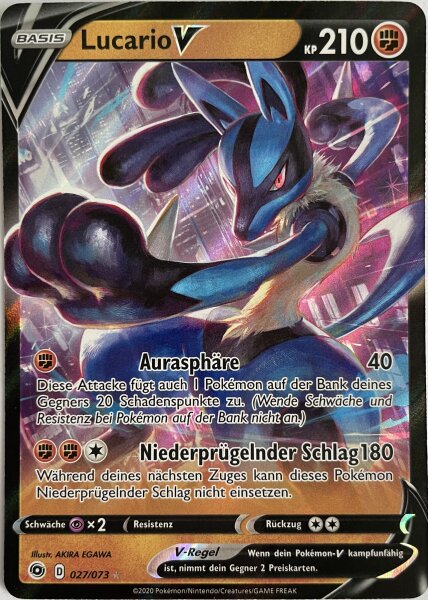 Lucario V - 027/073 Ultra Rare Pokemon Weg des Champs Deutsch NM/Mint Boosterfrisch