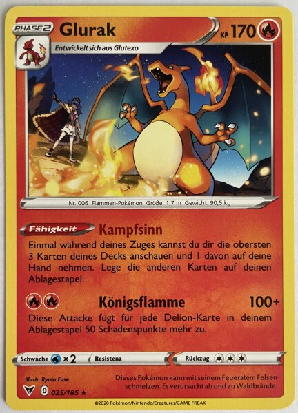 Glurak 025/185 Rare Pokemon Farbenschock Deutsch NM/Mint Boosterfrisch