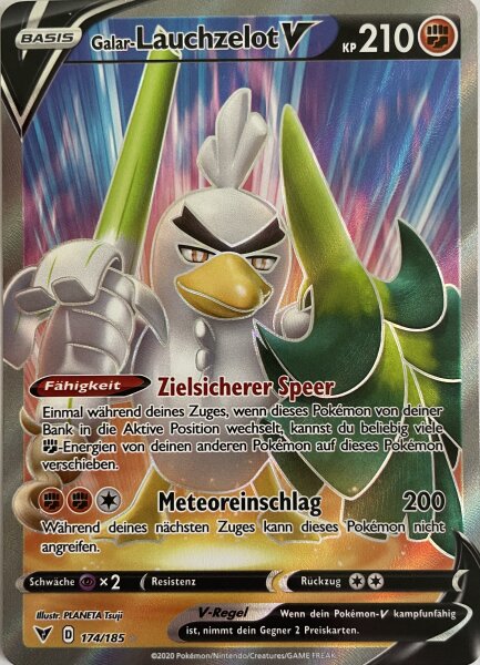 Galar Lauchzelot V 174/185 Full Art Ultra Rare Pokemon Farbenschock Deutsch  Boosterfrisch