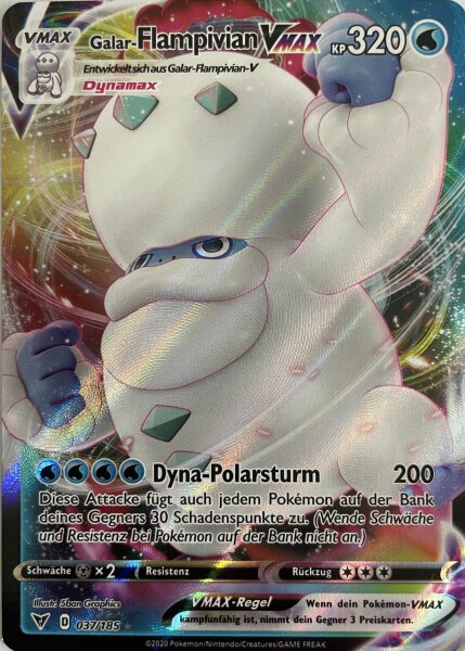 Galar Flampivian VMAX 037/185 Ultra Rare Pokemon Farbenschock Deutsch  Boosterfrisch