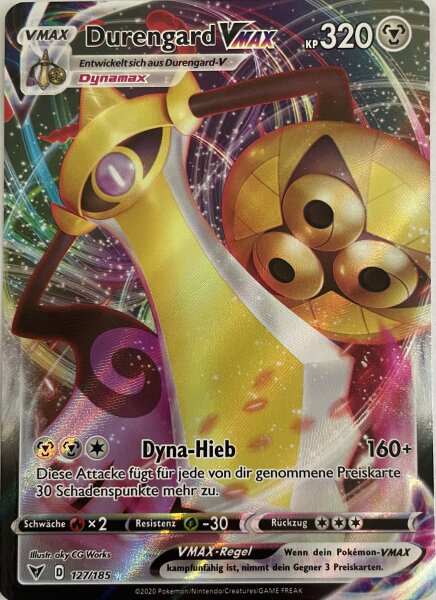 Durengard VMAX 127/185 Ultra Rare Pokemon Farbenschock Deutsch  Boosterfrisch