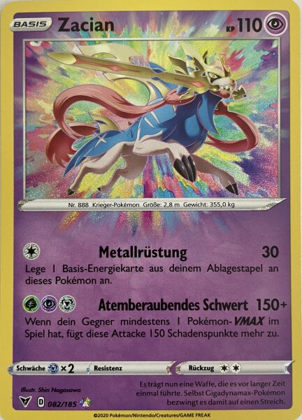 Zacian 082/185 Amazing Rare Pokemon Farbenschock Deutsch  Boosterfrisch