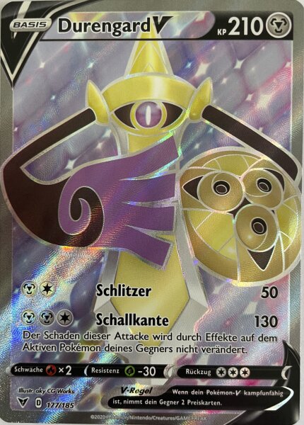 Durengard  V 177/185 Full Art Ultra Rare Pokemon Farbenschock Deutsch Boosterfrisch