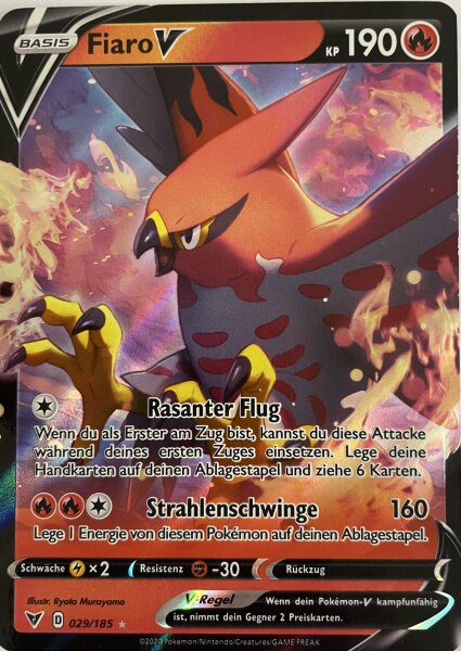 Fiaro V 029/185 Holo Rare Pokemon Farbenschock Deutsch Boosterfrisch