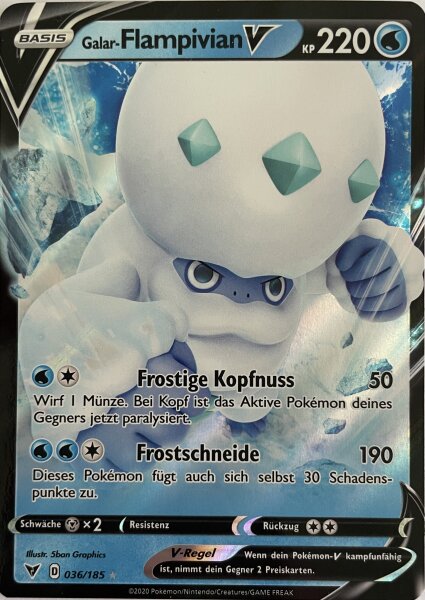 Galar Flampivian V 036/185 Holo Rare Pokemon Farbenschock Deutsch Boosterfrisch