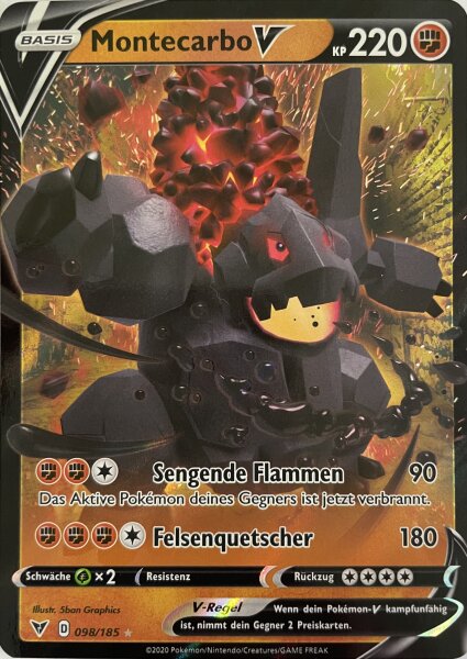Montecarbo V 098/185 Holo Rare Pokemon Farbenschock Deutsch Boosterfrisch