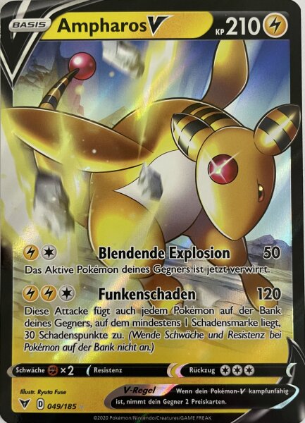 Amphoros V 049/185 Holo Rare Pokemon Farbenschock Deutsch Boosterfrisch