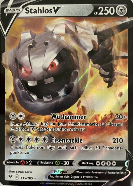 Stahlos V 115/185 Holo Rare Pokemon Farbenschock Deutsch Boosterfrisch