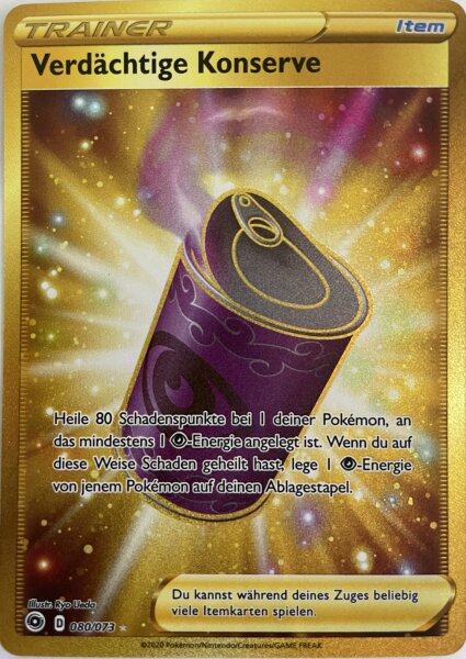 Verdächtige Konserve -Gold - 080/073 Secret Rare Pokemon Weg des Champs Deutsch Boosterfrisch