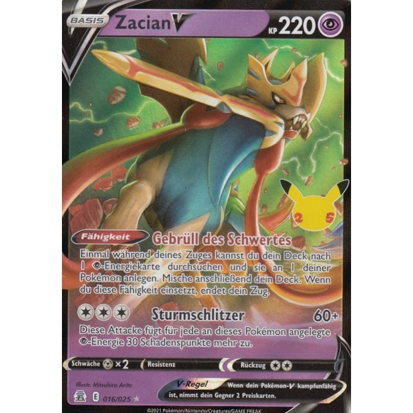 Zacian V 016/25 Fullart Holo Pokemon SWSH07.5 Celebrations Deutsch Boosterfrisch